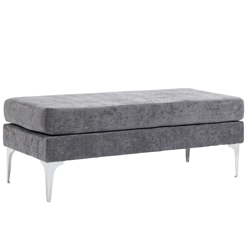 HOMCOM Banc de bout de lit 48 po, banc d'entrée rembourré avec coussins de siège double couche et pieds en acier, banc de chambre, gris foncé