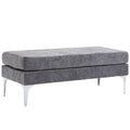 HOMCOM Banc de bout de lit 48 po, banc d'entrée rembourré avec coussins de siège double couche et pieds en acier, banc de chambre, gris foncé