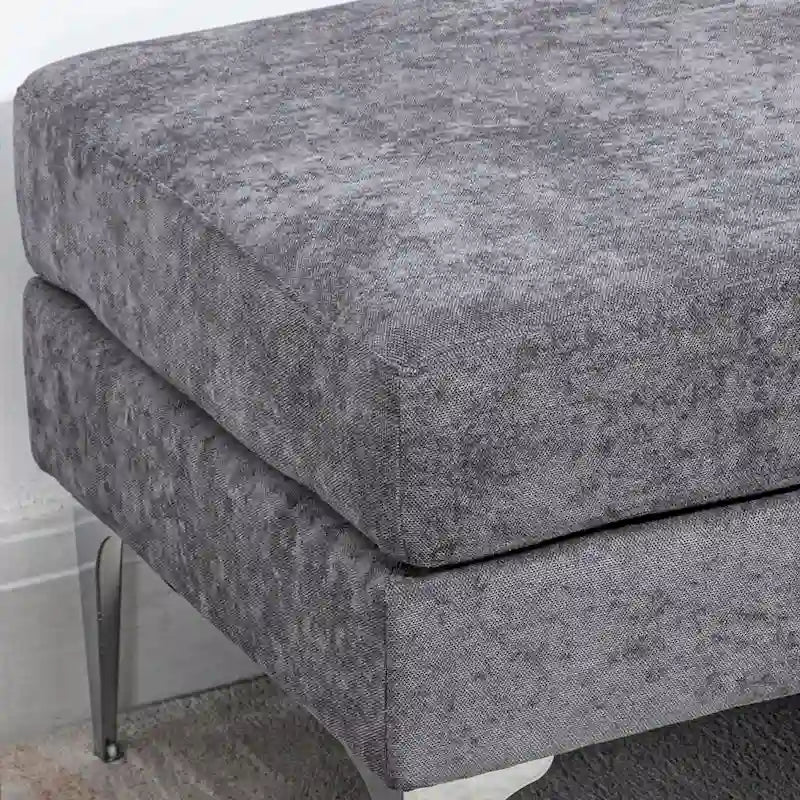 HOMCOM Banc de bout de lit 48 po, banc d'entrée rembourré avec coussins de siège double couche et pieds en acier, banc de chambre, gris foncé