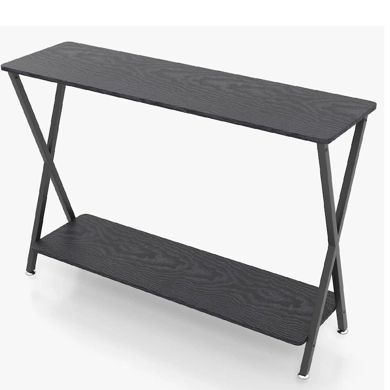 Table d'appoint étroite de 33,5 po avec étagère de rangement