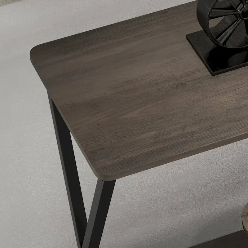 Table d'appoint étroite de 33,5 po avec étagère de rangement
