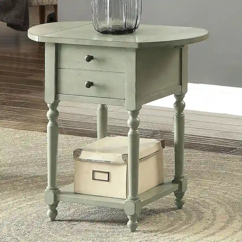 Table d'appoint Kist «French Country» 63,5 cm en bois massif à 1 étagère par Furniture of America
