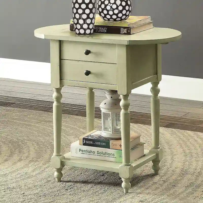 Table d'appoint Kist «French Country» 63,5 cm en bois massif à 1 étagère par Furniture of America