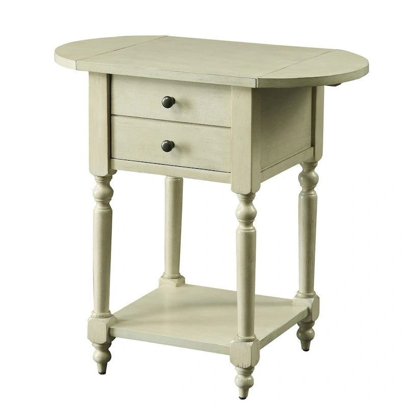 Table d'appoint Kist «French Country» 63,5 cm en bois massif à 1 étagère par Furniture of America