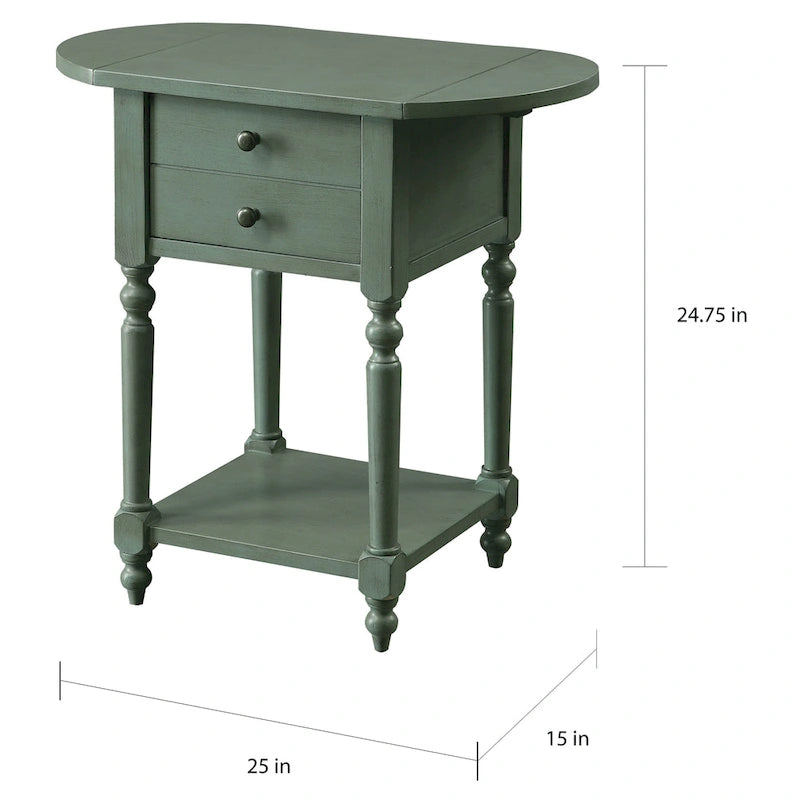 Table d'appoint Kist «French Country» 63,5 cm en bois massif à 1 étagère par Furniture of America