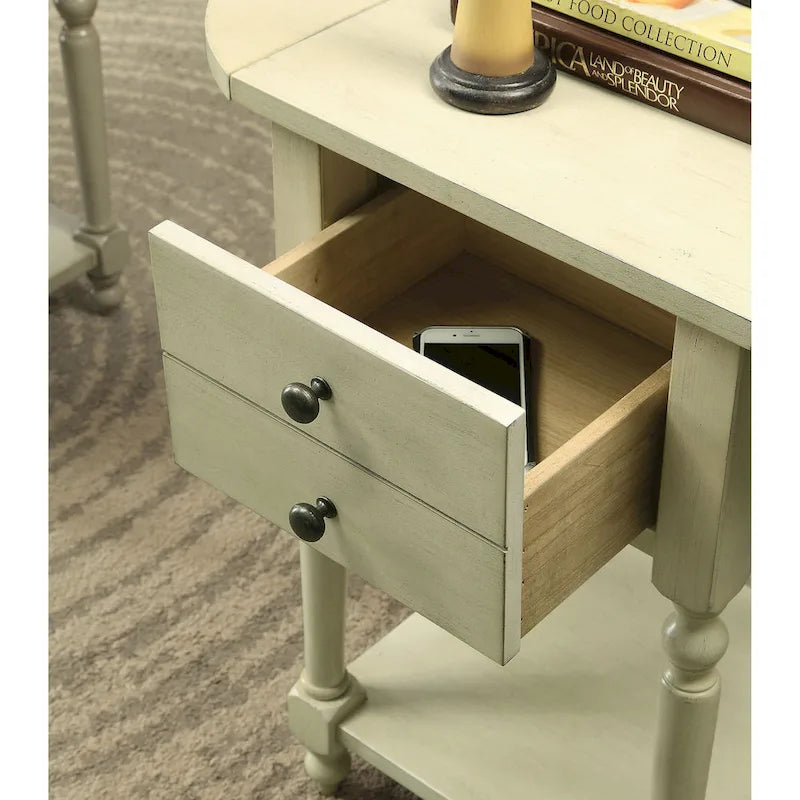 Table d'appoint Kist «French Country» 63,5 cm en bois massif à 1 étagère par Furniture of America