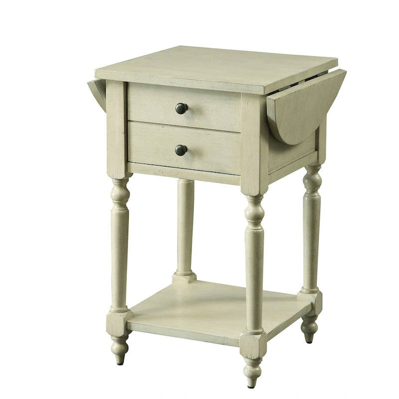 Table d'appoint Kist «French Country» 63,5 cm en bois massif à 1 étagère par Furniture of America