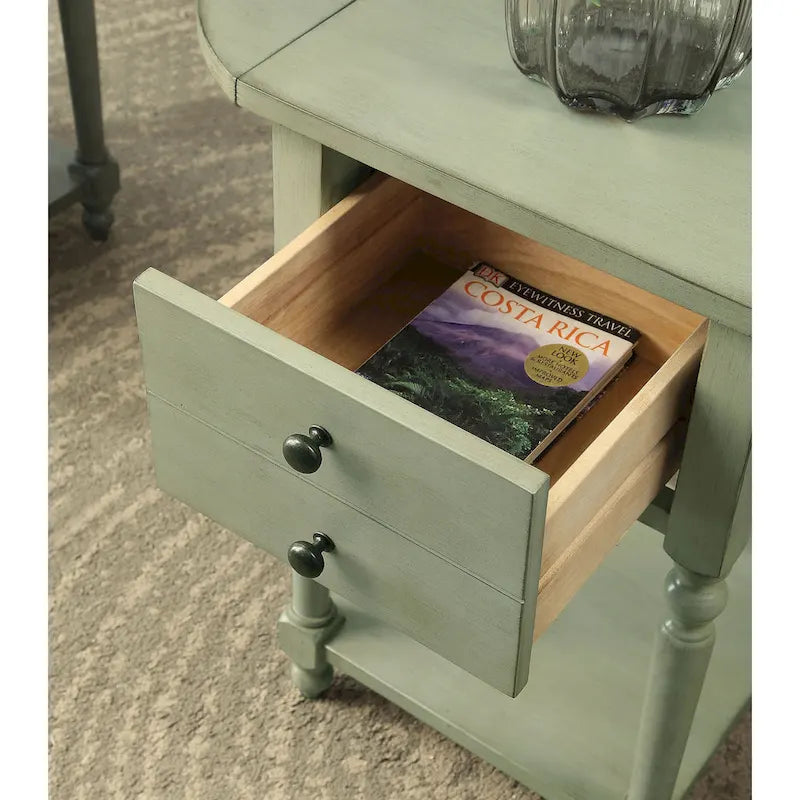 Table d'appoint Kist «French Country» 63,5 cm en bois massif à 1 étagère par Furniture of America
