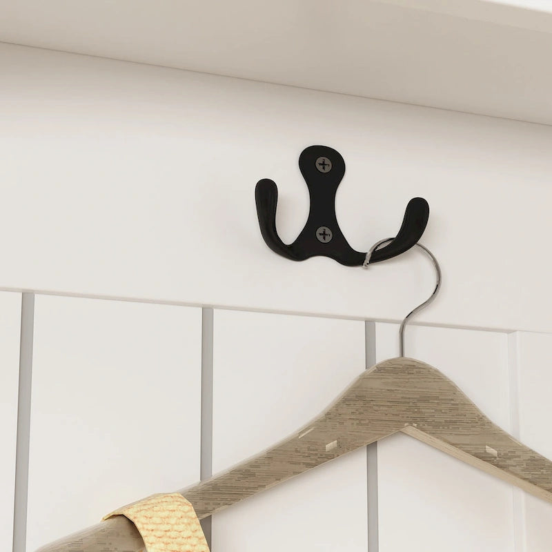 Porte-manteau de 174 cm de haut avec banc et rangement à chaussures Blanc/Noir/Gris