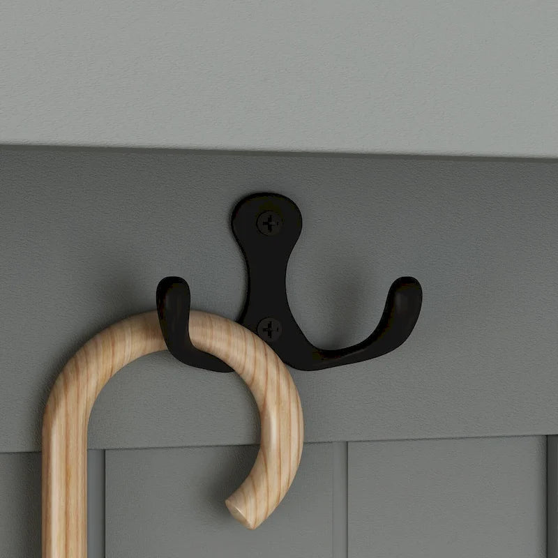 Porte-manteau de 174 cm de haut avec banc et rangement à chaussures Blanc/Noir/Gris