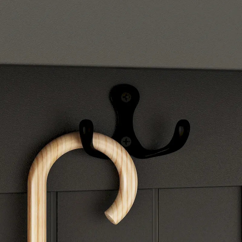 Porte-manteau de 174 cm de haut avec banc et rangement à chaussures Blanc/Noir/Gris