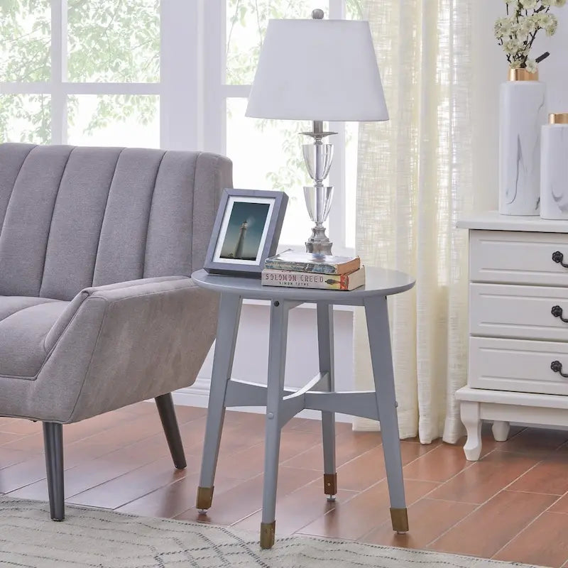 Table d'appoint ronde moderne en bois de style mi-siècle SEI Furniture Morgenstern