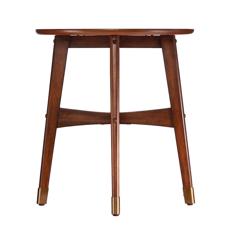 Table d'appoint ronde moderne en bois de style mi-siècle SEI Furniture Morgenstern