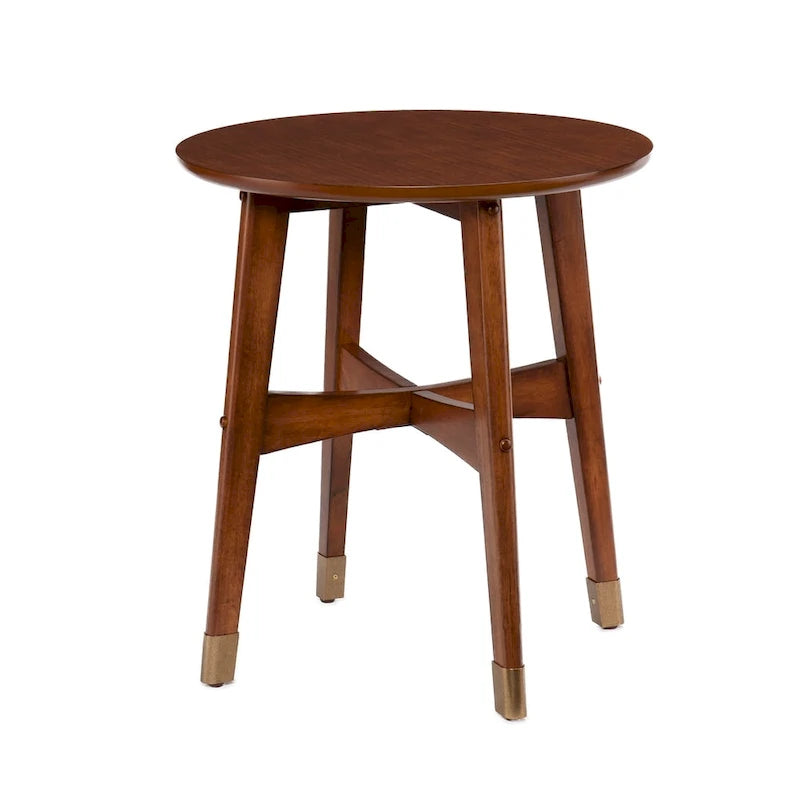 Table d'appoint ronde moderne en bois de style mi-siècle SEI Furniture Morgenstern