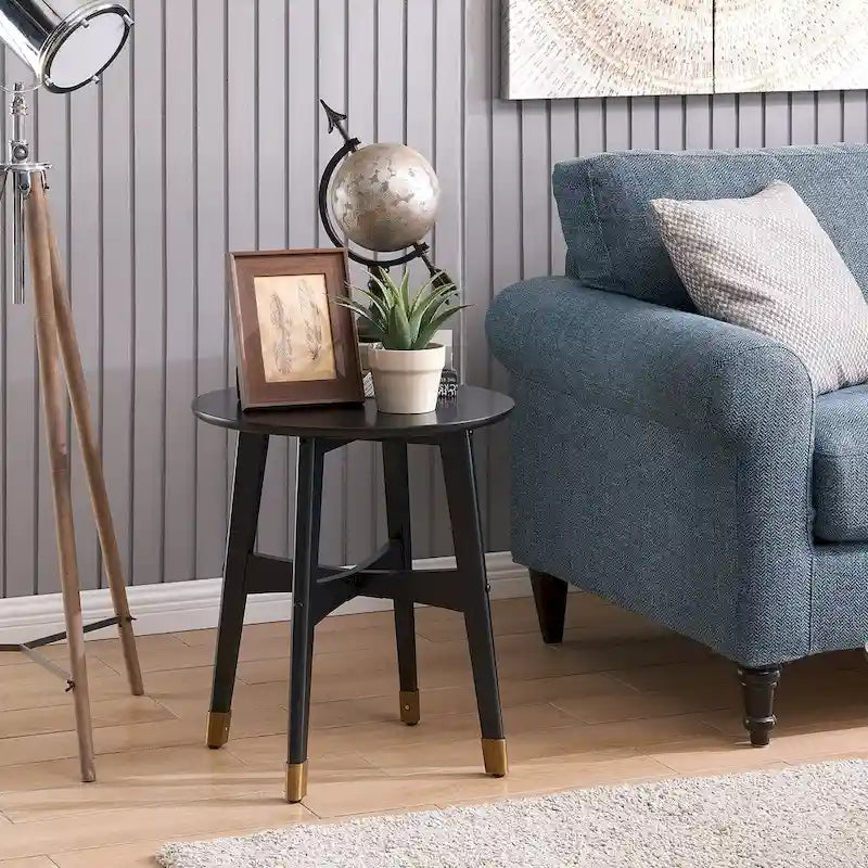 Table d'appoint ronde moderne en bois de style mi-siècle SEI Furniture Morgenstern