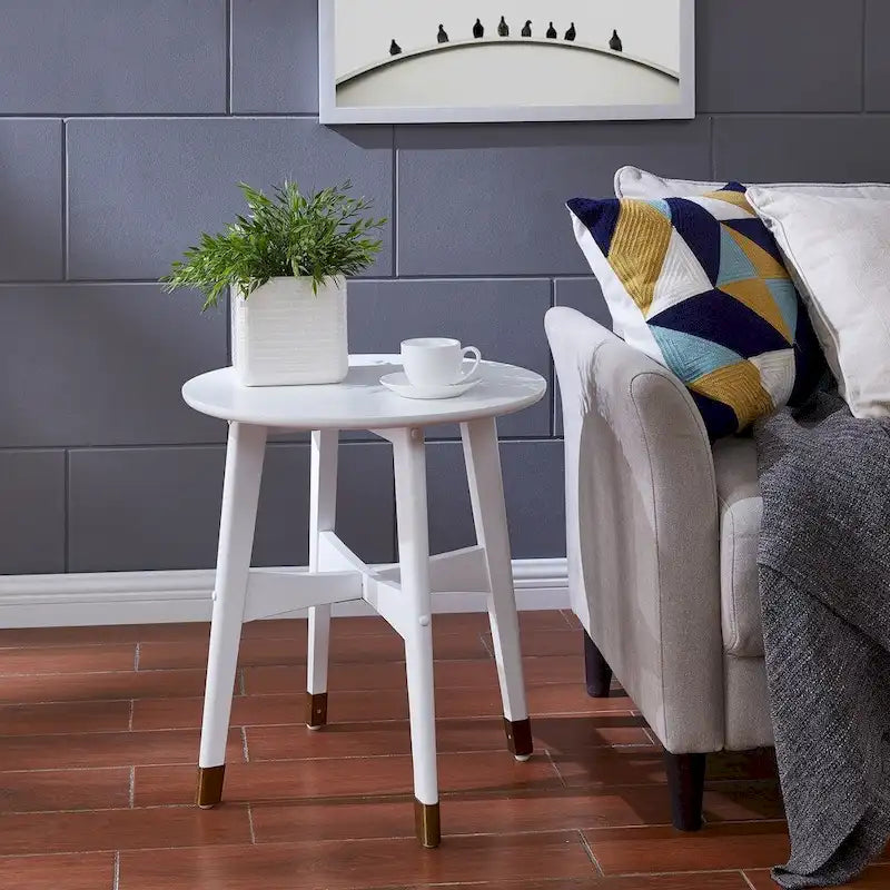 Table d'appoint ronde moderne en bois de style mi-siècle SEI Furniture Morgenstern