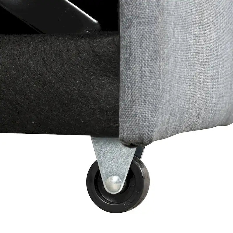Canapé d'angle convertible rembourré gris avec espace de rangement, 2 coussins décoratifs