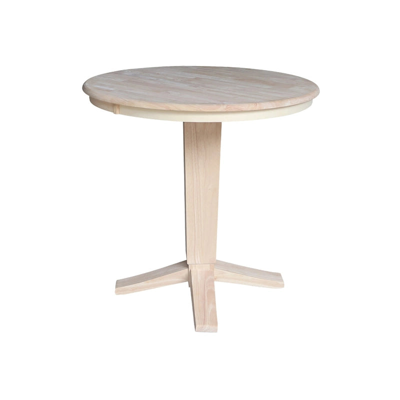 Table de salle à manger piédestal de 36 po en bois massif à plateau rond, hauteur comptoir