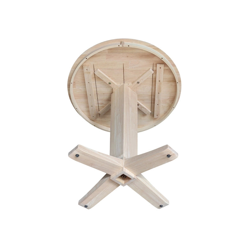 Table de salle à manger piédestal de 36 po en bois massif à plateau rond, hauteur comptoir