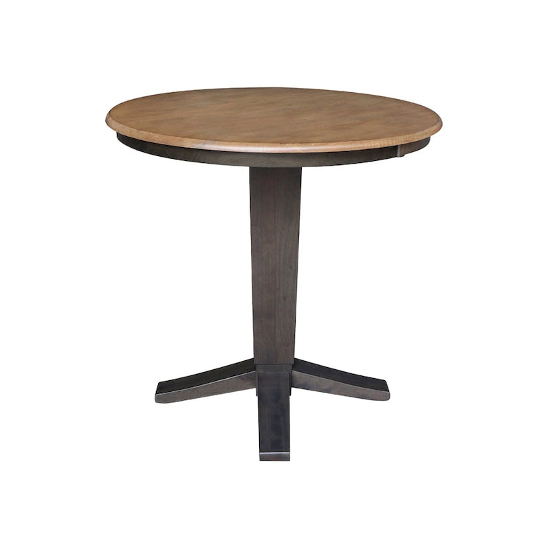 Table de salle à manger piédestal de 36 po en bois massif à plateau rond, hauteur comptoir