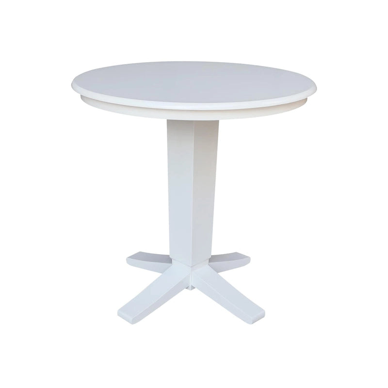 Table de salle à manger piédestal de 36 po en bois massif à plateau rond, hauteur comptoir