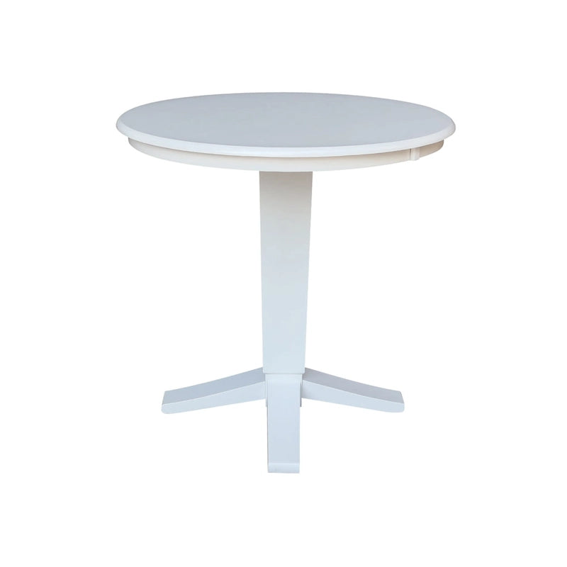 Table de salle à manger piédestal de 36 po en bois massif à plateau rond, hauteur comptoir