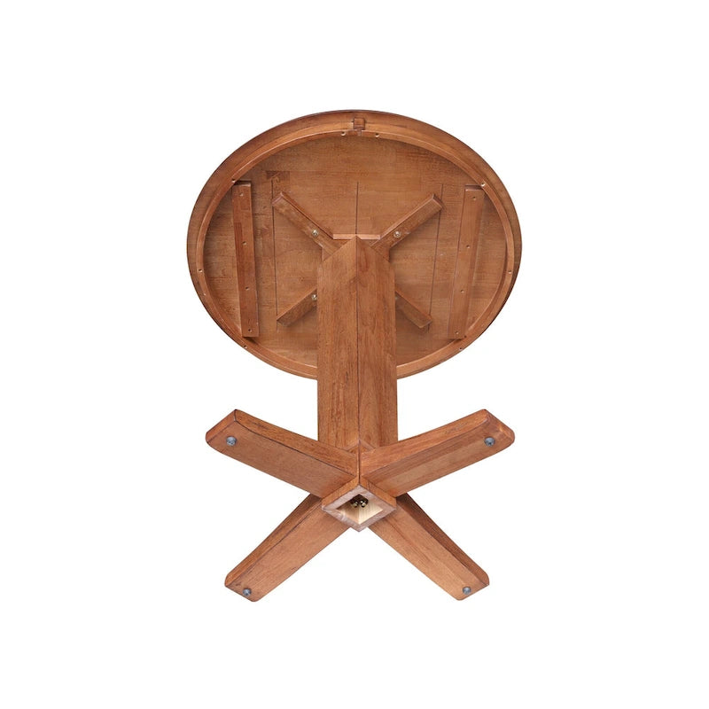Table de salle à manger piédestal de 36 po en bois massif à plateau rond, hauteur comptoir