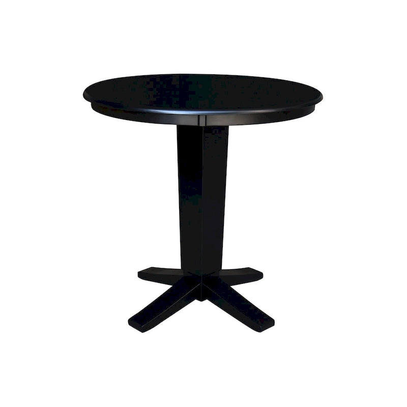 Table de salle à manger piédestal de 36 po en bois massif à plateau rond, hauteur comptoir
