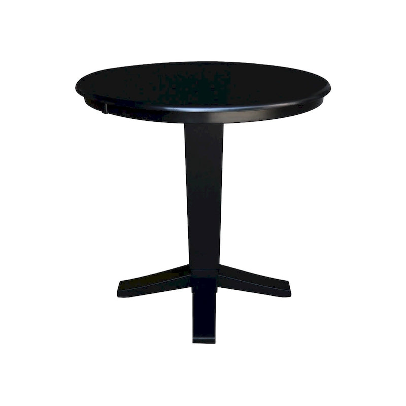 Table de salle à manger piédestal de 36 po en bois massif à plateau rond, hauteur comptoir