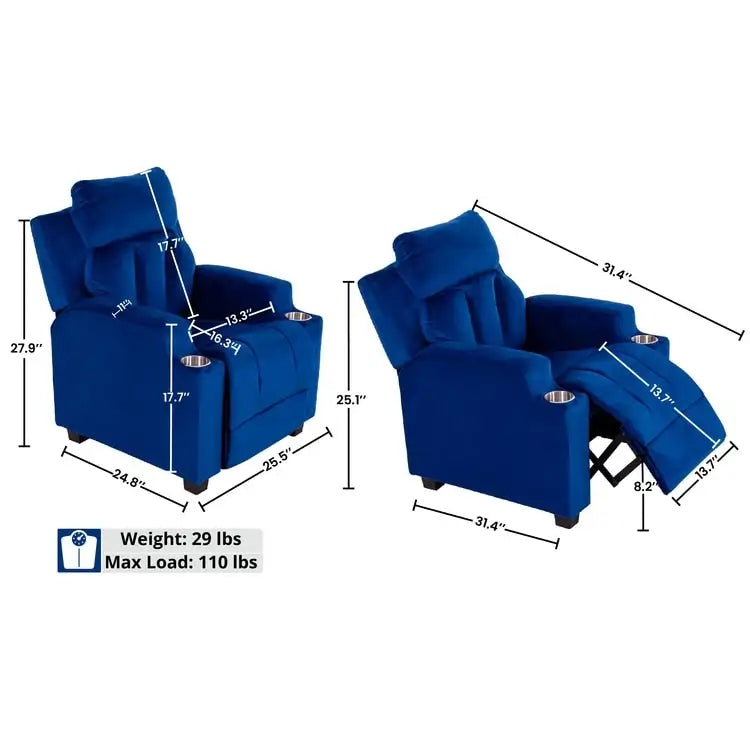 Sièges Magiques pour Super-Héros et Princesses, Fauteuil Inclinable Super Deluxe pour Enfants avec Repose-Pieds, Appui-Tête, 2 Porte-Gobelets