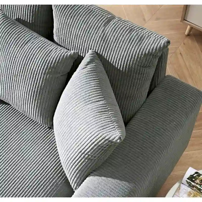 Chaise longue de salon capitonnée en velours côtelé