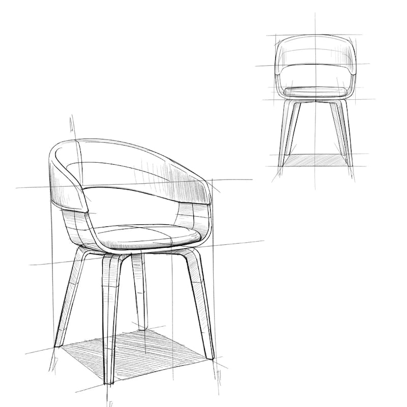 WYNDENHALL Calinda Chaise de salle à manger individuelle en bois courbé de style milieu de siècle - 20,5 larg. x 21,7 prof. x 30,9 haut.