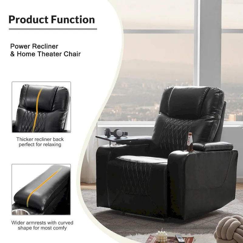 Fauteuil inclinable Nestfair Power Motion avec 2 porte-gobelets et tablette pivotante à 360°