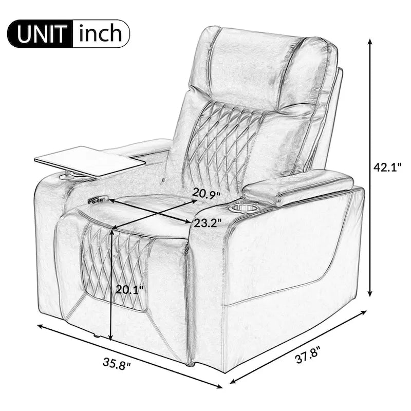 Fauteuil inclinable Nestfair Power Motion avec 2 porte-gobelets et tablette pivotante à 360°
