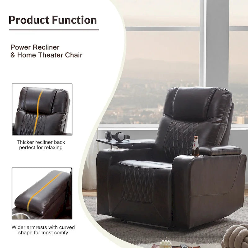 Fauteuil inclinable Nestfair Power Motion avec 2 porte-gobelets et tablette pivotante à 360°
