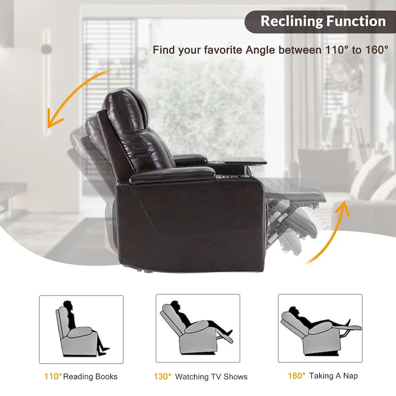 Fauteuil inclinable Nestfair Power Motion avec 2 porte-gobelets et tablette pivotante à 360°