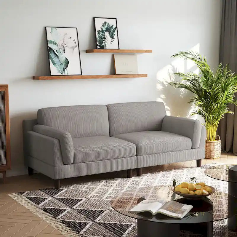 Canapé moderne 90 pouces en velours côtelé, confortable, avec assise profonde