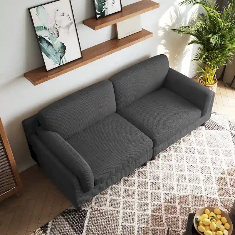 Canapé moderne 90 pouces en velours côtelé, confortable, avec assise profonde