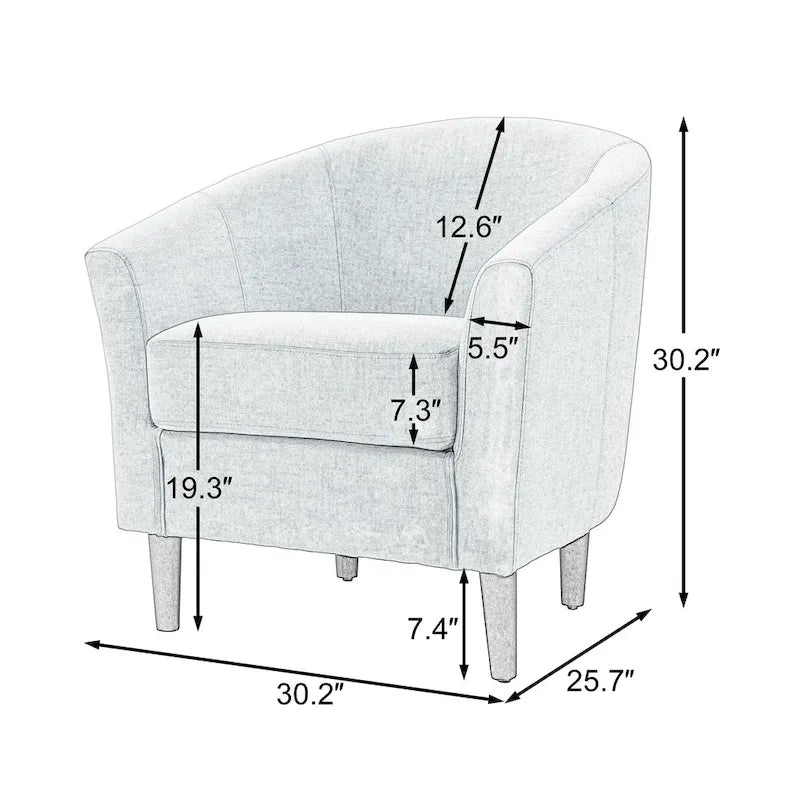 Fauteuils d'appoint modernes en forme de tonneau, Fauteuils club confortables