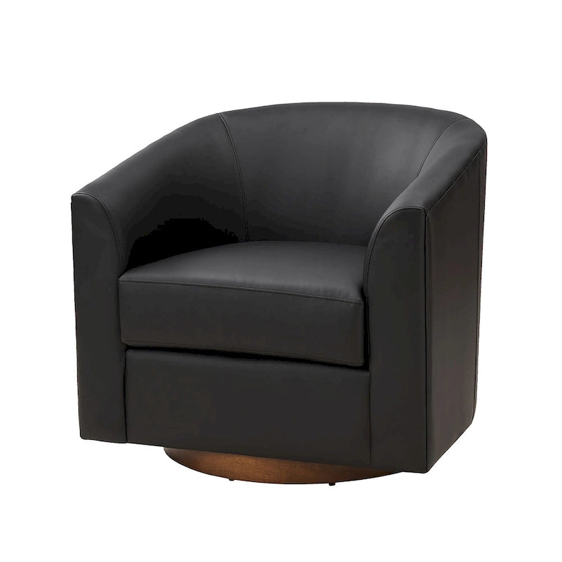 Fauteuil pivotant moderne Haley en similicuir avec piètement en bois massif par HULALA HOME