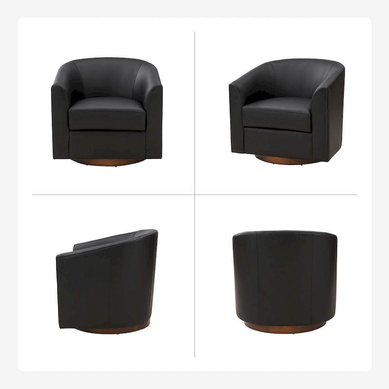 Fauteuil pivotant moderne Haley en similicuir avec piètement en bois massif par HULALA HOME
