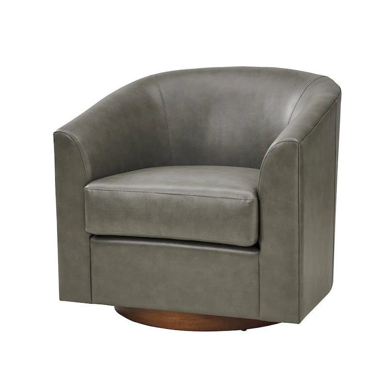 Fauteuil pivotant moderne Haley en similicuir avec piètement en bois massif par HULALA HOME