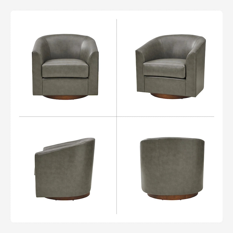 Fauteuil pivotant moderne Haley en similicuir avec piètement en bois massif par HULALA HOME