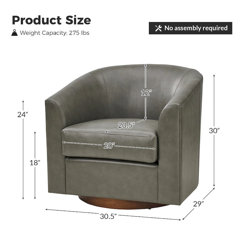 Fauteuil pivotant moderne Haley en similicuir avec piètement en bois massif par HULALA HOME