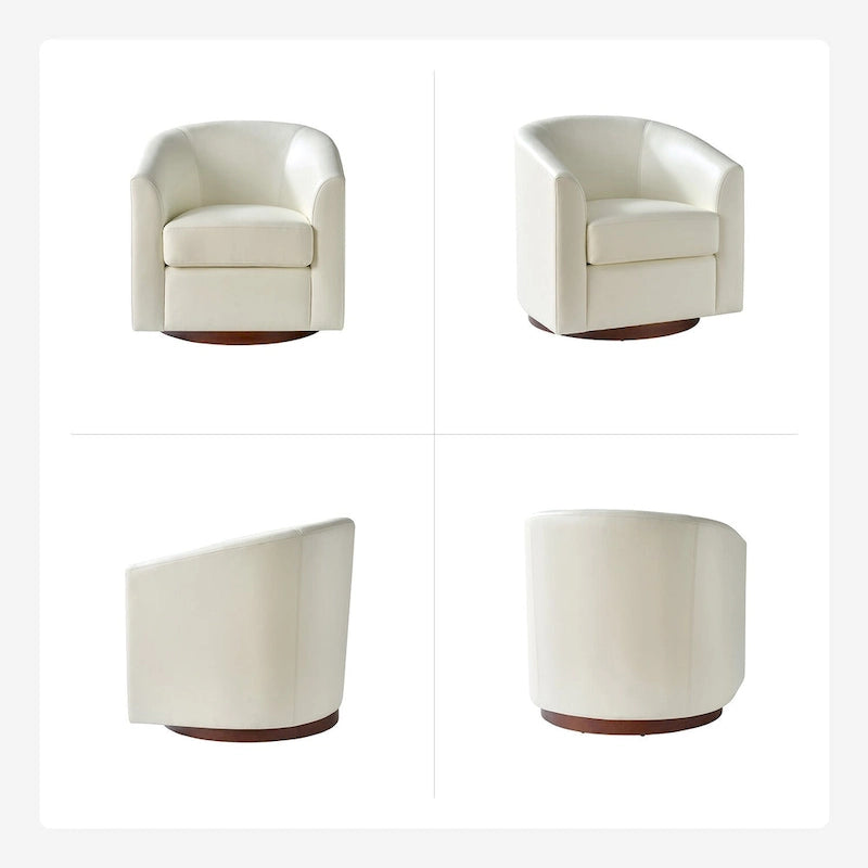 Fauteuil pivotant moderne Haley en similicuir avec piètement en bois massif par HULALA HOME
