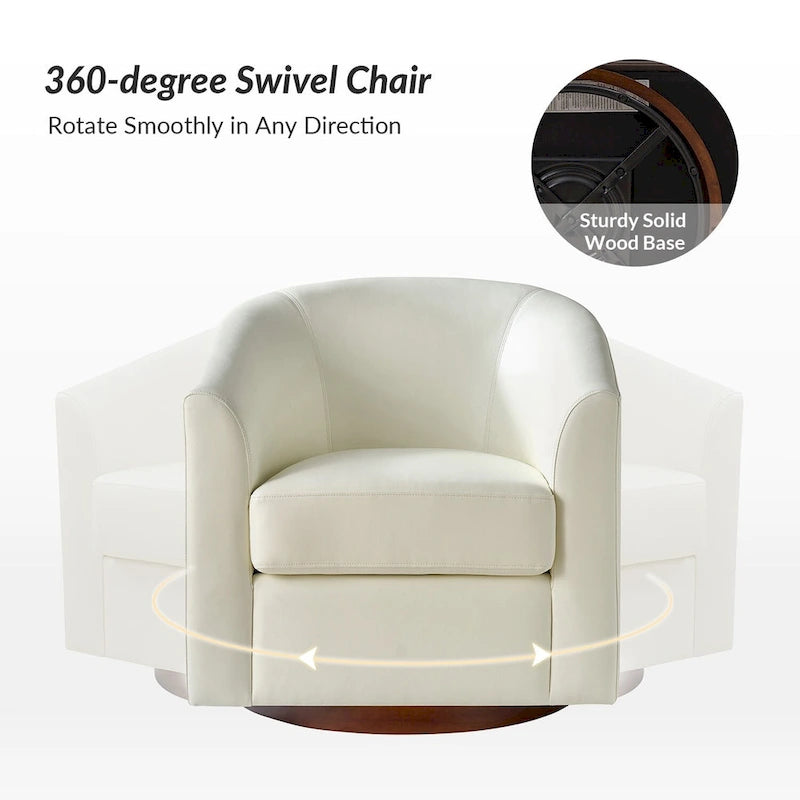 Fauteuil pivotant moderne Haley en similicuir avec piètement en bois massif par HULALA HOME