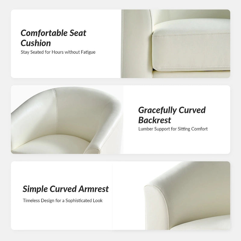 Fauteuil pivotant moderne Haley en similicuir avec piètement en bois massif par HULALA HOME