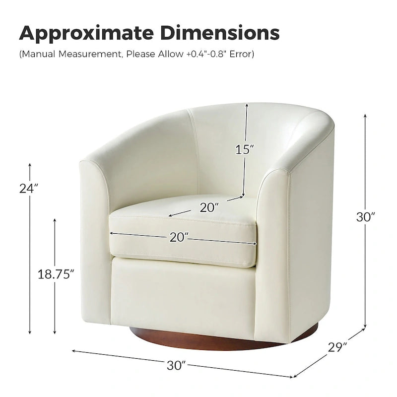 Fauteuil pivotant moderne Haley en similicuir avec piètement en bois massif par HULALA HOME