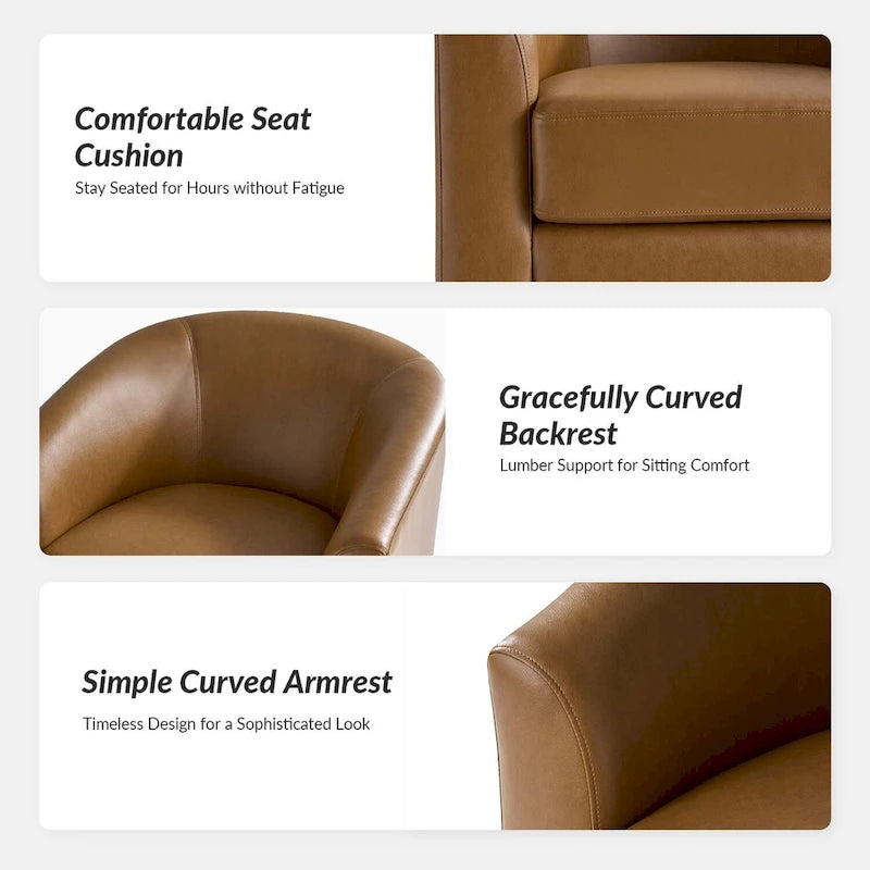 Fauteuil pivotant moderne Haley en similicuir avec piètement en bois massif par HULALA HOME