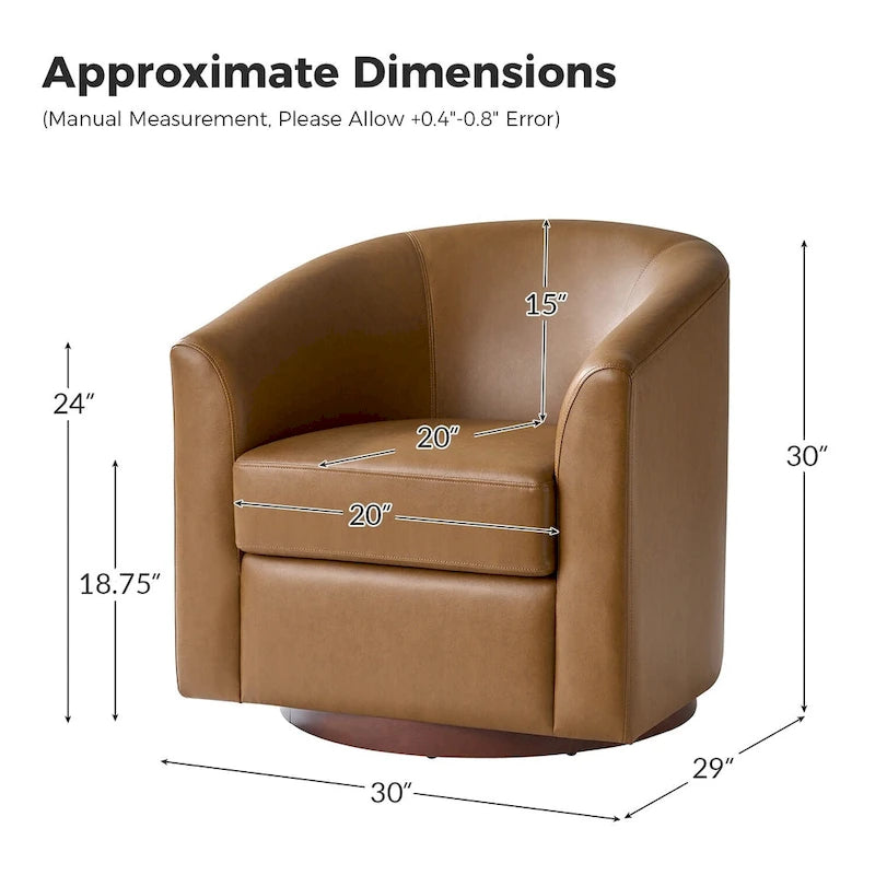 Fauteuil pivotant moderne Haley en similicuir avec piètement en bois massif par HULALA HOME
